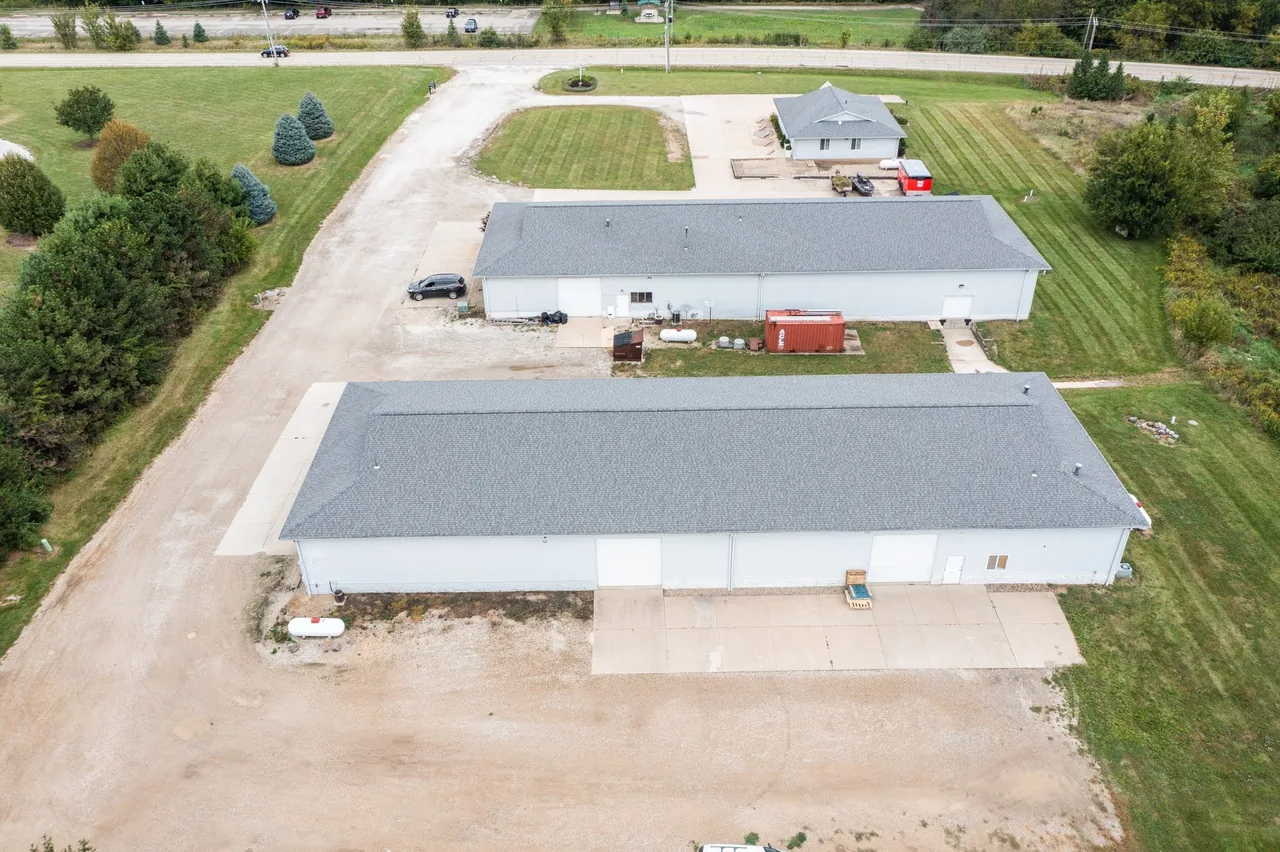 Cloud commercial office and warehouse development, aerial view